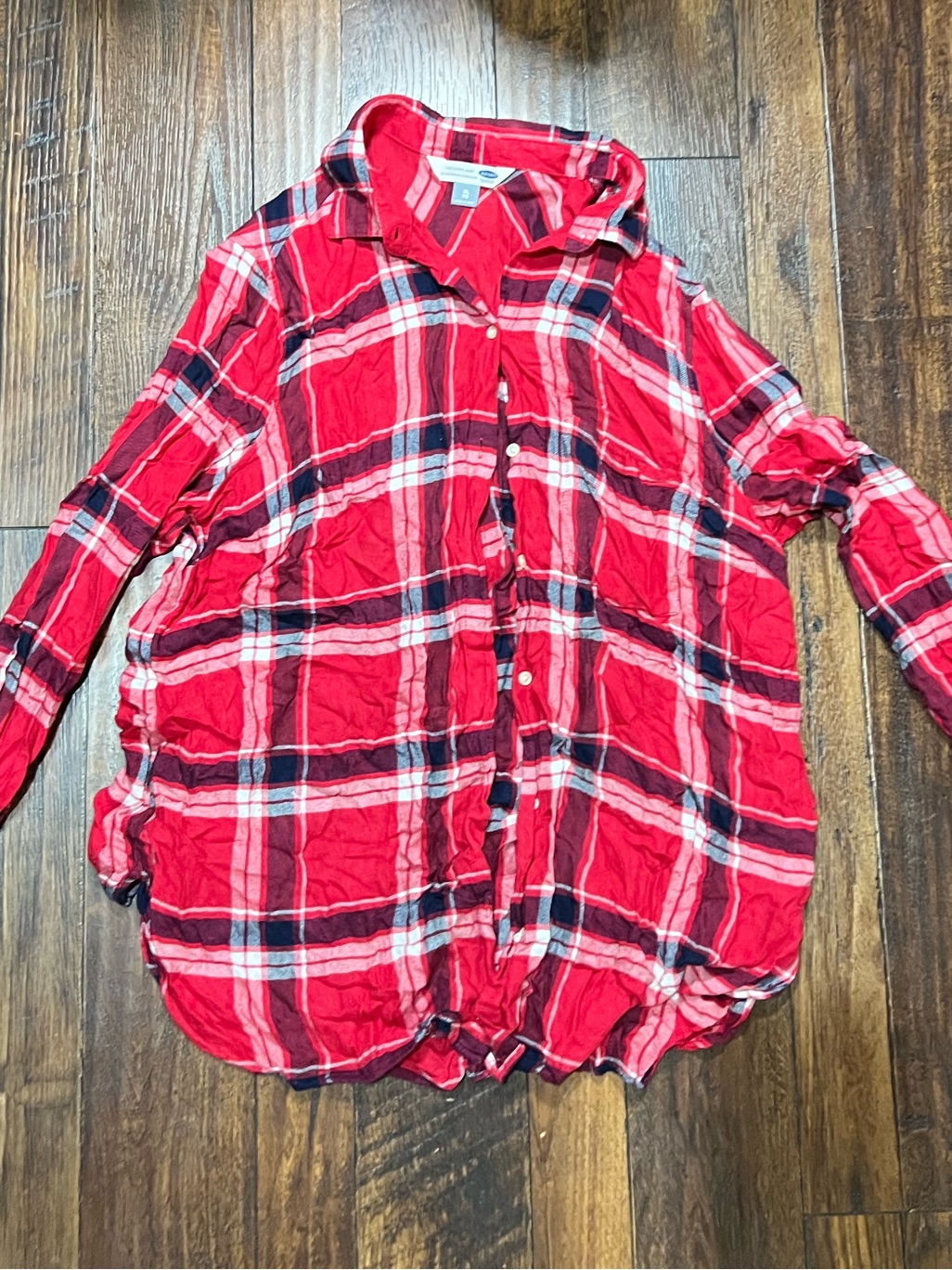 Old Navy Red Plaid Button-Down Shirt For Kids